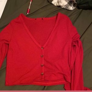 Red Cropped Long Sleeve